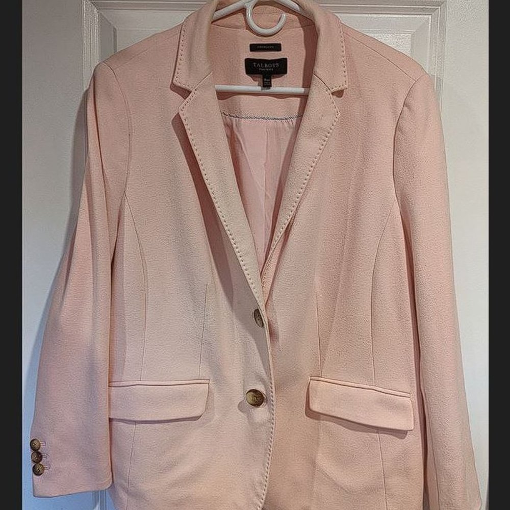Talbots Aberdeen Single Breasted Pink Wool Blend Blazer Size 16wp